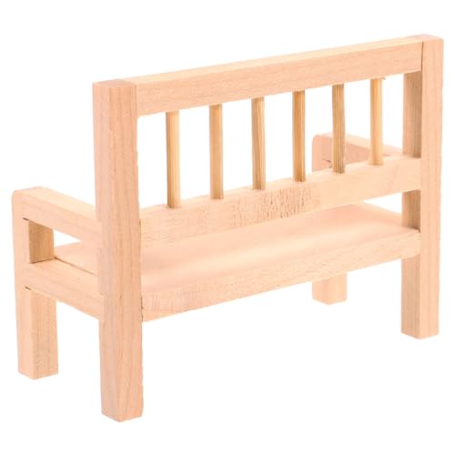 Hohopeti Miniatur Holzbank für Puppenhaus Dekoratives Möbelstück Mini Haus Deko Zubehör für Kreative Miniaturwelten für DIY Projekte und Mini Landschaften von Hohopeti