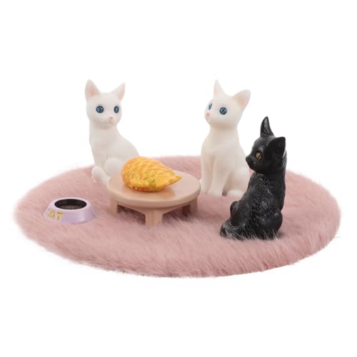 Hohopeti Miniatur Katzenfiguren Set Teilig Plüsch Design Niedliche Dekoration Mikrolandschaft Schreibtisch Accessoires für Kleine Räume Wohnzimmer Schlafzimmer von Hohopeti