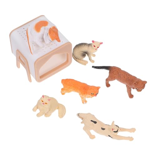 Hohopeti Miniatur Katzenfiguren Spielset Realistische Kunststoff Katzen für Puppenhaus Dekor Geburtstags Weihnachtsfeiern Miniatur Katzenhaus Zubehör Lernspielzeug für Katzenfreunde von Hohopeti