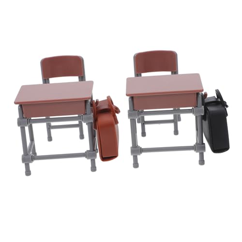 Hohopeti Mini-Rucksack-Spielzeug Puppenhaus-Schreibtisch Und Stuhl Mini Miniatur-möbelmodell-Spielzeug Puppenhaus-schulbedarf Miniatur-möbel Mini-puppenhaus-zubehör von Hohopeti