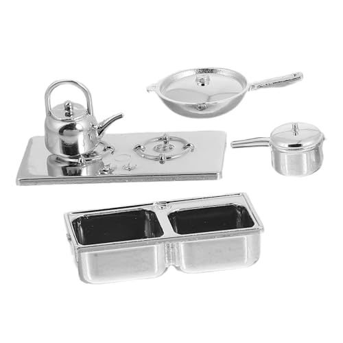 Hohopeti Miniatur Küchenzubehör Modell Silber Küchengeschirr Puppenhaus Dekoration Mini Haus Accessoires für Sand Tisch Szene und Spielküche Sammler Hohopeti Miniatur Küchenzubehör Modell Silber Küchengeschirr Puppenhaus Dekoration Mini Haus Accessoires für Sand Tisch Szene und Spielküche Sammler von Hohopeti