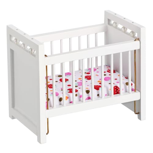 Hohopeti Miniatur Puppenbett aus Holz Weiß Langlebig und Sicher Realistische Puppenhaus Möbel für Kinderzimmer Dekoration Perfektes für Puppenhaus Liebhaber und Miniatur Sammler Hohopeti Miniatur Puppenbett aus Holz Weiß Langlebig und Sicher Realistische Puppenhaus Möbel für Kinderzimmer Dekoration Perfektes für Puppenhaus Liebhaber und Miniatur Sammler von Hohopeti