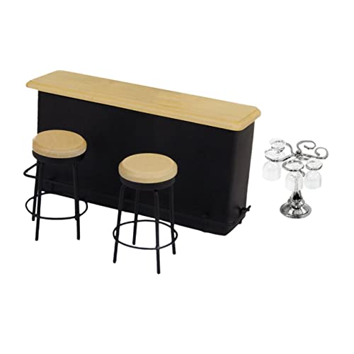 Hohopeti Miniatur Puppenhaus Bar Set DIY Lebensmittel mit Bar und Stühlen Teiliges Set für Kreative Dekoration und Spielspaß für Sammler Hohopeti Miniatur Puppenhaus Bar Set DIY Lebensmittel mit Bar und Stühlen Teiliges Set für Kreative Dekoration und Spielspaß für Sammler von Hohopeti