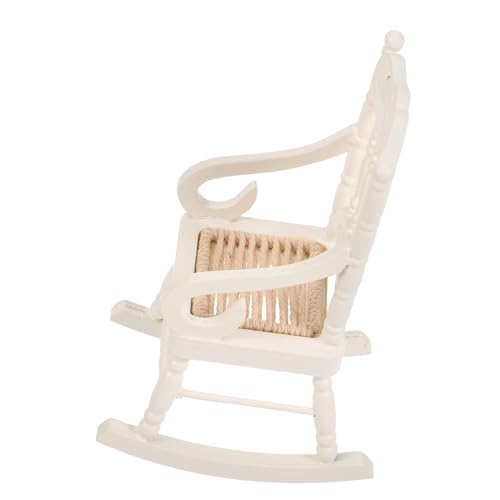 Hohopeti Miniatur Puppenhaus Möbel Schaukelstuhl Weiß Maßstab Holz Seilsitz Dekoration Zubehör für Puppenhaus Wohnzimmer Schlafzimmer von Hohopeti