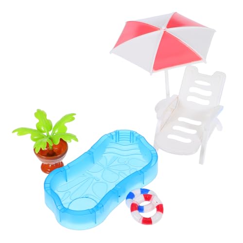 Hohopeti Miniatur Puppenhaus Strandmöbel mit Schwimmring Sonnenschirm und Strandstuhl Realistische Miniatur Dekoration für Spielhaus DIY Sommerszene Hohopeti Miniatur Puppenhaus Strandmöbel mit Schwimmring Sonnenschirm und Strandstuhl Realistische Miniatur Dekoration für Spielhaus DIY Sommerszene von Hohopeti
