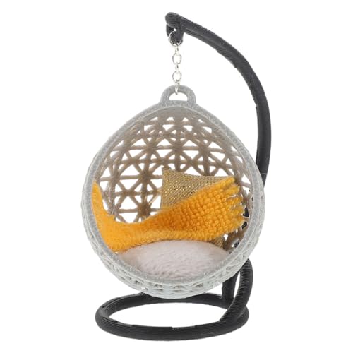 Hohopeti Miniatur Schaukelstuhl Modell DIY zum Selbstmontieren Puppenhaus Möbel Miniatur Dekoration Handliches Hängesessel Ornament für Schreibtisch und Architekturmodelle Stilvoll Kompakt von Hohopeti