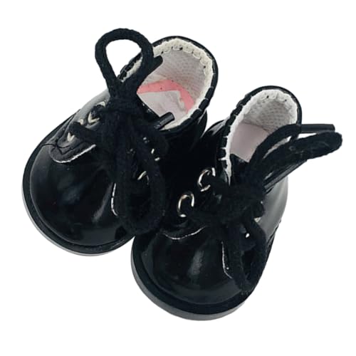 Hohopeti Miniatur Schwarze Lederschuhe Puppenzubehör Handgemachte Mini Schuhe Für Puppen Kreative DIY Zubehör von Hohopeti