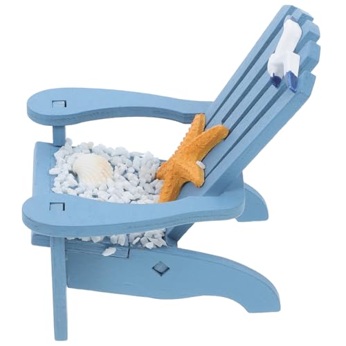 Hohopeti Miniatur Strandstuhl Deko Niedlicher Puppenhaus Stuhl für Mikrolandschaft Blau mit Seestern Design Vielseitige Miniaturmöbel für Garten und Geschenkideen von Hohopeti