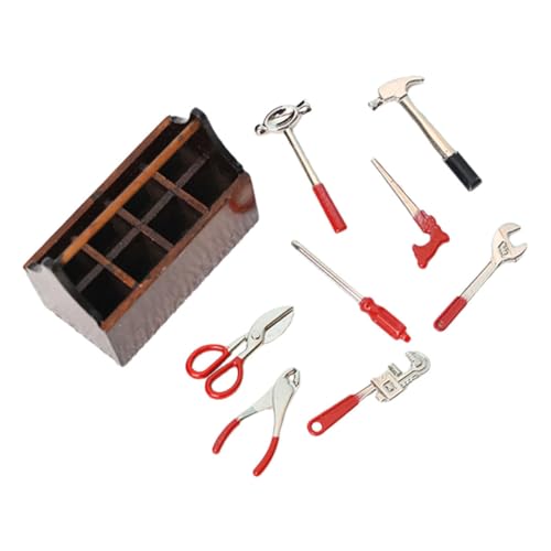 Hohopeti Miniatur Werkzeugkasten mit Teilen und Holzkiste Puppenhaus Zubehör Miniatur Werkzeuge für DIY Dollhouse Dekoration Hohopeti Miniatur Werkzeugkasten mit Teilen und Holzkiste Puppenhaus Zubehör Miniatur Werkzeuge für DIY Dollhouse Dekoration von Hohopeti