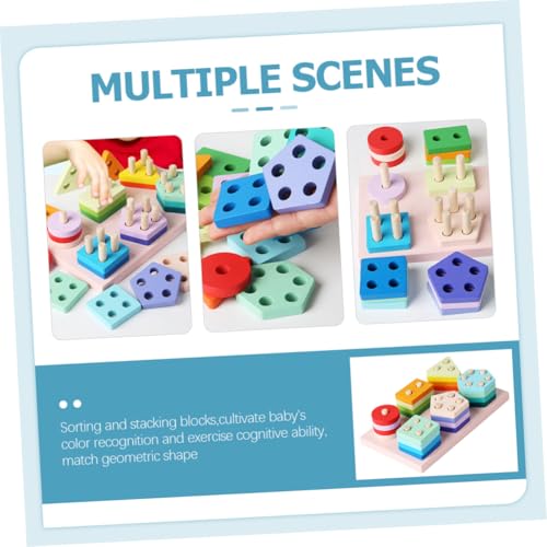 Hohopeti Montessori Holz Steckspiel Geometrische Formen Sortierspiel für Kleinkinder Jahre Feinmotorische Motorische Geschicklichkeit Lernspielzeug von Hohopeti