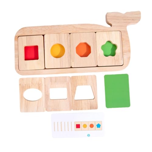 Hohopeti Montessori Holzpuzzle Farbbrett für Kognitives Lernspielzeug Geometrisches Walbrett Puzzle Pädagogisches Motorikspielzeug zur Farb und Formerkennung Sicheres Glattes Material von Hohopeti