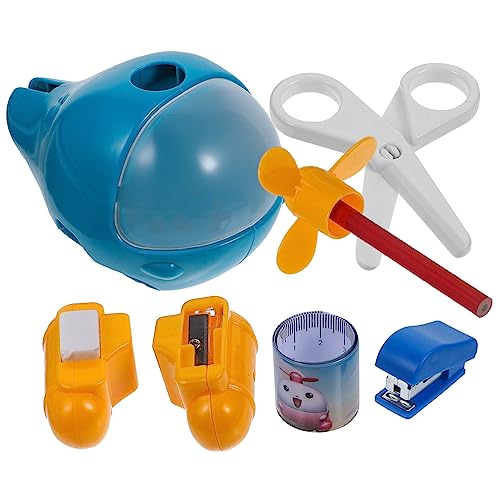 Hohopeti Multifunktionales DIY Schulset mit Flugzeug für Buntes Teiliges Lernspielzeug Stifte Radierer Schere Lineal für Schule und Klassenzimmergebrauch von Hohopeti