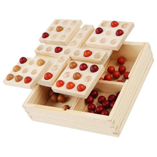 Hohopeti Multifunktionales Fünf gewinnt Holzspiel mit Drehbarem Brett Stabiles Schachspiel für Erwachsene Didaktisches Spiel Koordination und Intelligenz Inkl Aufbewahrung von Hohopeti