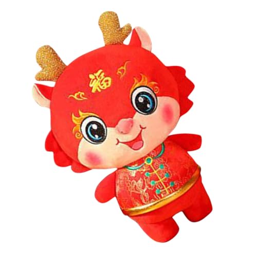 Hohopeti Neujahrs-Drachen-plüschfigur Weiches Waschbares Stofftier mit Leuchtenden Farben Niedliches Glücksbringer Kinderzimmerdekoration und Festliche Stimmung von Hohopeti