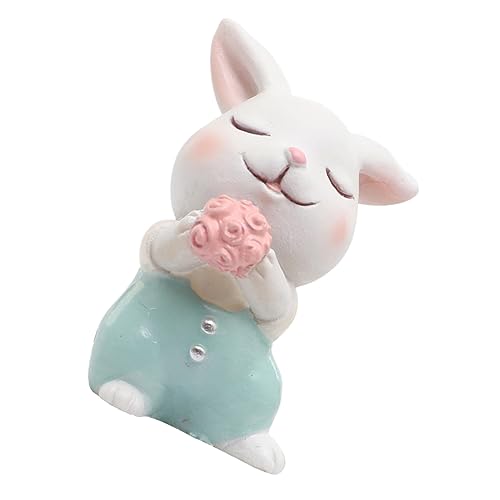 Hohopeti Niedlicher Resin Kuchenornament Häschen Figur Tischdeko Auto und Wohnraumdekoration Geschenkidee für Freunde und Familie von Hohopeti