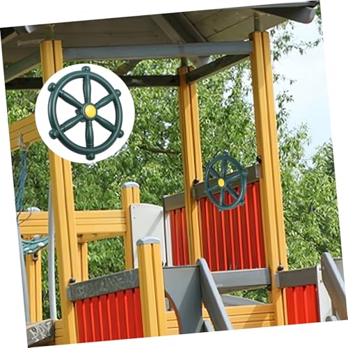Hohopeti Piraten Steuerrad Grün für Schaukelspielplatz Outdoor Spielzeuglenkrad Einfach zu Montieren Kompaktes Lenkrad für Kreative Abenteuer Am Spielturm von Hohopeti
