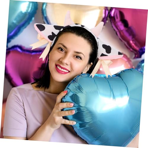 Hohopeti Plüsch Kuh Ohren Stirnband mit Glocken Elastisches Verstellbares Bauernhof Tier Haarreifen Weiches Kuschelmaterial Niedliches Kuhhörner Accessoire für Halloween Weihnachten von Hohopeti