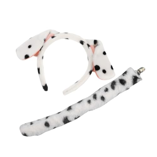 Hohopeti Plüsch Welpen Stirnband und Kuscheliges Dalmatiner Hunde Kostüm Accessoire für Cosplay Geburtstag Bühne Bequemes Tier Haarreif mit Weichem Material Einzigartig und Auffällig von Hohopeti
