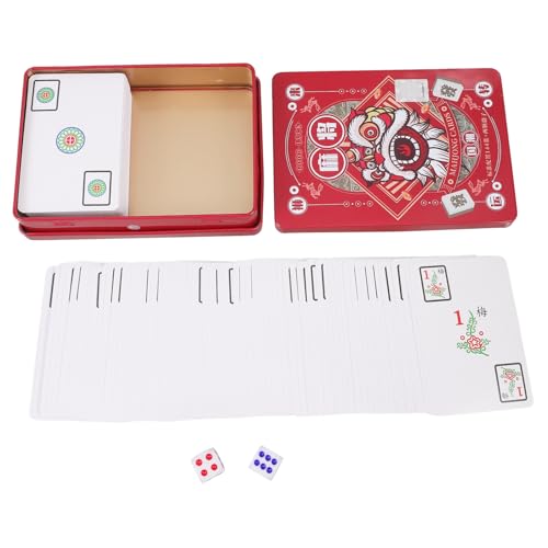 Hohopeti Praktisches Mahjong Kartenset Reiseversion Mahjong Karten Traditionelles Chinesisches Spiel für Party Familie Outdoor Training Hand gehirn koordination von Hohopeti