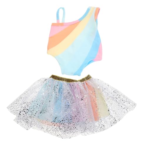 Hohopeti Puppen Tüllrock mit Glitzereffekt Mehrlagiger Tutu Rock für Kleinkinder Puppenkleidung Weiches Material Regenbogenfarben für Tanz Geburtstag und Modische Outfits von Hohopeti