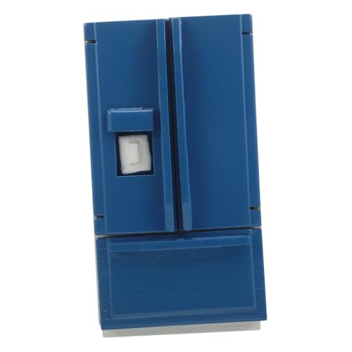 Hohopeti Puppenhaus Mini Kühlschrank aus Holz Doppeltüriges Küchenmöbel Realistische Mikroszene für Rollenspiel Stabiles Detailreiches Puppenmöbel Zubehör von Hohopeti