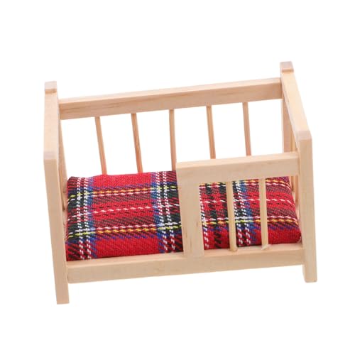 Hohopeti Puppenhaus Modell Puppenhaus Dekor Bastelzubehör Miniaturmöbel Babypuppen Wiegenbett Miniaturbett DIY Holz von Hohopeti