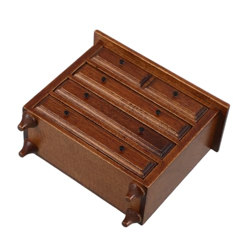 Hohopeti Puppenhaus Möbel Miniatur Schrank mit Schubladen Retro Stil Massivholz Sideboard für Puppenhaus Wohnzimmer Langlebig Funktionale Aufbewahrung Kreatives Zubehör von Hohopeti