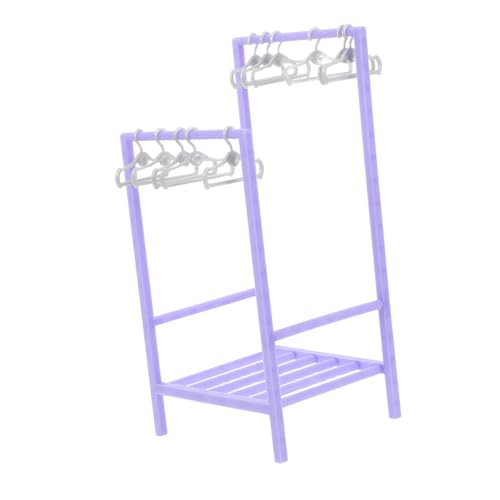 Hohopeti Puppenkleidung Bügel Miniatur Kleiderständer mit Kleiderbügeln für Puppenhaus Garderobe Spielzeugzubehör Kunststoff Organizer von Hohopeti