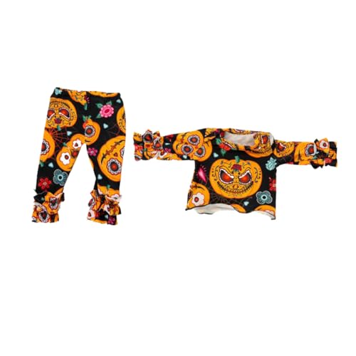 Hohopeti Puppenkleidung Halloween Kürbismuster Weiches Material Leicht Formbeständig Bunte Kostüme Für Mädchenpuppen Geburtstag Halloween Fest von Hohopeti