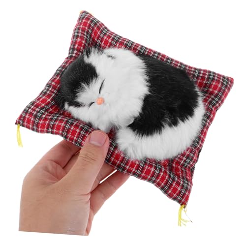 Hohopeti Realistische Katzenfigur mit Miauen Kleine Stoffkatze mit Weichem Kissen Lebensechte Simulation Schlafende Katze Dekoratives Sammlerstück für Regal Tisch für Katzenliebhaber von Hohopeti