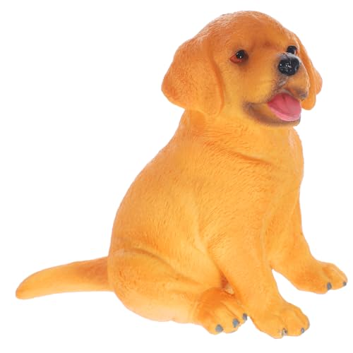 Hohopeti Realistisches Labrador Welpen Modell Detailgetreue Hundeskulptur Kleines Puppen Hundspielzeug für Heimdekoration Miniatur Garten und Schreibtischornament von Hohopeti