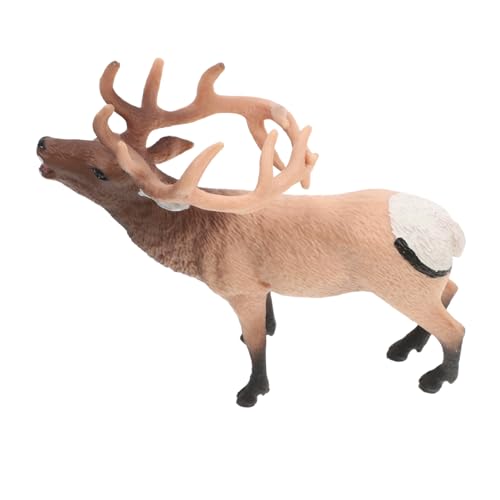 Hohopeti Rotes Hirschmodell aus Solidem Kunststoff Realistische Wildtierfigur Dekoratives Ornament für Zuhause Büro und Weihnachtsdeko Detailgetreu Gestaltetes Geschenkidee von Hohopeti
