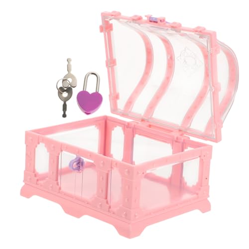 Hohopeti Schatztruhe mit Schloss Mittelgroße Piraten Spielzeugkiste Transparentem Deckel Vintage Schmuck und Aufbewahrungsbox für Mädchen für Piratenpartys und Kinderzimmer von Hohopeti