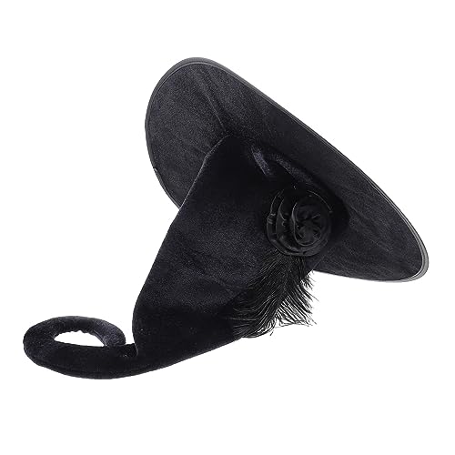 Hohopeti Schwarzer Hexenhut mit Rosenapplikation Verstellbar Flauschiger Samtstoff Cosplay Kostüm für Damen und Herren für Halloween Party und Themenpartys Hohopeti Schwarzer Hexenhut mit Rosenapplikation Verstellbar Flauschiger Samtstoff Cosplay Kostüm für Damen und Herren für Halloween Party und Themenpartys von Hohopeti