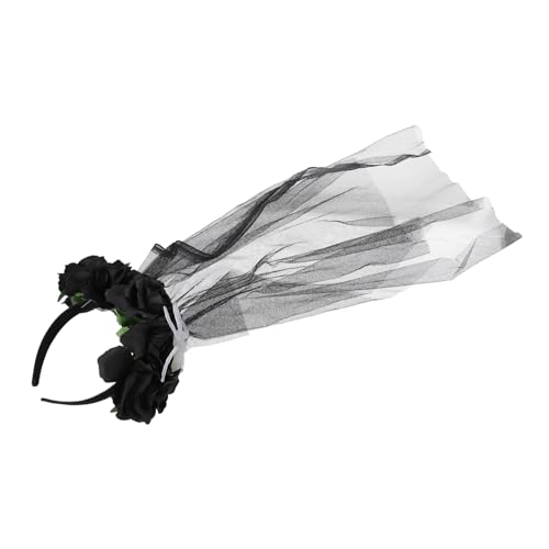 Hohopeti Simuliertes Rosen Haarband Accessoire Halloween Gothic Blumen Stirnband Halloween Blumen Kopfbedeckung Cosplay Schleier Stirnband von Hohopeti