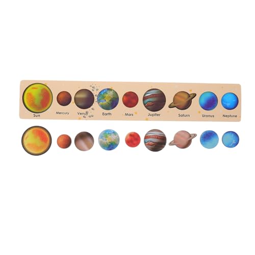 Hohopeti Solar System Modell Holzpuzzle Planeten Erkennen Lernspielzeug Montessori Weltraumspielzeug Holzspielzeug für Kleinkinder von Hohopeti