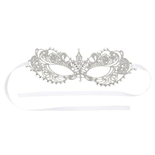 Hohopeti Spitzen Maske für Damen Dekorative Venezianische Masquerade Maske Silbernes Spitzen Design für Halloween Maskenball Karneval Festival und Kostümparty von Hohopeti