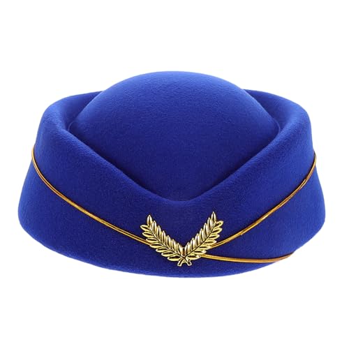Hohopeti Stewardess Mütze Damen Filz Hut Kabinenpersonal Kostüm Zubehör Bühne Party Eleganter Air Hostess Hut Blau Vielseitig Kombinierbar Hohopeti Stewardess Mütze Damen Filz Hut Kabinenpersonal Kostüm Zubehör Bühne Party Eleganter Air Hostess Hut Blau Vielseitig Kombinierbar von Hohopeti