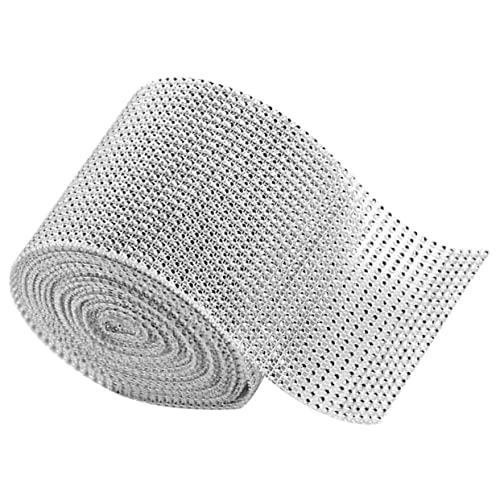 Hohopeti Strass Mesh Band Reihig Silber Glitzernde Dekoband zum Basteln Hochzeitstorte Geburtstagsdeko Tortendeko Hochzeitsdeko Deko Silberhochzeit DIY Rhinestone Ribbon von Hohopeti