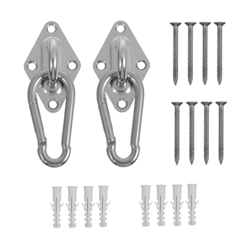 Hohopeti Teiliges Edelstahl Hängemattenhaken mit Karabiner Rostfrei Belastbar Vielseitig für Schaukelaufhängung Fitnessgeräte und Holzbalken Sicher und Langlebig für Indoor und Outdoor Hohopeti Teiliges Edelstahl Hängemattenhaken mit Karabiner Rostfrei Belastbar Vielseitig für Schaukelaufhängung Fitnessgeräte und Holzbalken Sicher und Langlebig für Indoor und Outdoor von Hohopeti