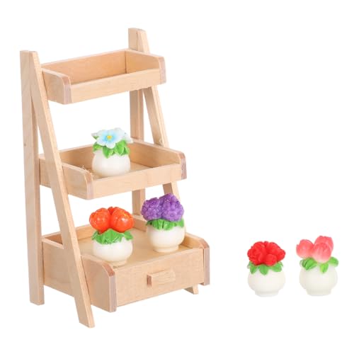 Hohopeti Teiliges Miniatur-pflanzenset mit Holzständer Realistische Resin-Bonsai Pflegeleichte Mini-deko für Puppenhäuser und Kreative DIY-gartenornamente von Hohopeti