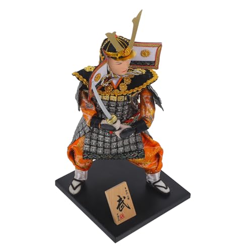 Hohopeti Traditionelle Samurai Puppe Japanischer Stil Detailreiche Kriegerfigur Desktop Deko Japanische Heimdekoration für Kulturfans von Hohopeti