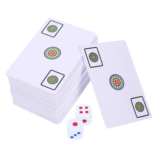 Hohopeti Tragbares Mahjong Kartenspiel wasserdichte Kleine Mahjong Karten mit Würfeln für Reisen Party Familie Klassische Chinesische Freizeitspiele von Hohopeti