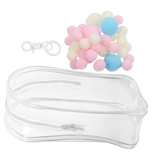 Hohopeti Transparente Puppen Aufbewahrungstasche mit Staubschutz PVC hängebeutel mit Reißverschluss und Kugelanhänger Praktischer Sammelbehälter für Figuren zum Aufhängen an Rucksack oder von Hohopeti