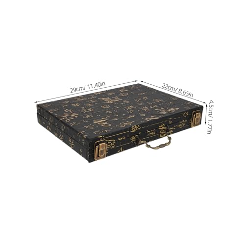 Hohopeti Vintage Mahjong Aufbewahrungsbox aus Holz mit Geprägtem Design Geräumiger Schützender Reise Koffer für Chinesische Spielsteine Stilvolle Handliche Aufbewahrungslösung für Mahjong von Hohopeti