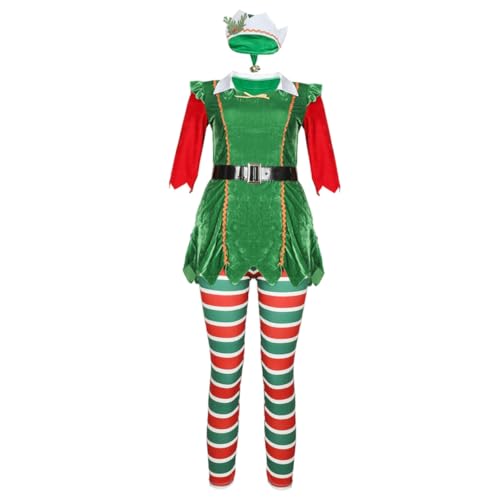 Hohopeti Weihnachtself Kostüm Damen Cosplay Kleid für Bühne und Party Einheitsgröße Bequemes Hautfreundliches Material Festliches Elf Outfit für Frauen Auffälliges Performance Kostüm Hohopeti Weihnachtself Kostüm Damen Cosplay Kleid für Bühne und Party Einheitsgröße Bequemes Hautfreundliches Material Festliches Elf Outfit für Frauen Auffälliges Performance Kostüm von Hohopeti