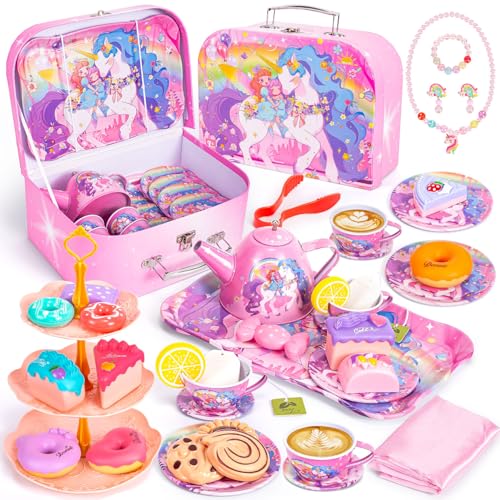 Einhorn-Teeparty-Set für kleine Mädchen, Prinzessinnen-Spielzeug-Teeset für Kinder, Teekanne, Dessert, Teetasse, Geschenk, Einhorn-Geschenke für Kinder ab 3 Jahren Einhorn-Teeparty-Set für kleine Mädchen, Prinzessinnen-Spielzeug-Teeset für Kinder, Teekanne, Dessert, Teetasse, Geschenk, Einhorn-Geschenke für Kinder ab 3 Jahren von Hohosunlar