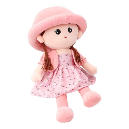 Hoite Entzückende Stoffpuppe für Mädchen mit abnehmbarem Kleid Mädchen, erstes Puppenparty-Geschenk, Geburtstags- und Taufgeschenk Rosa von Hoite