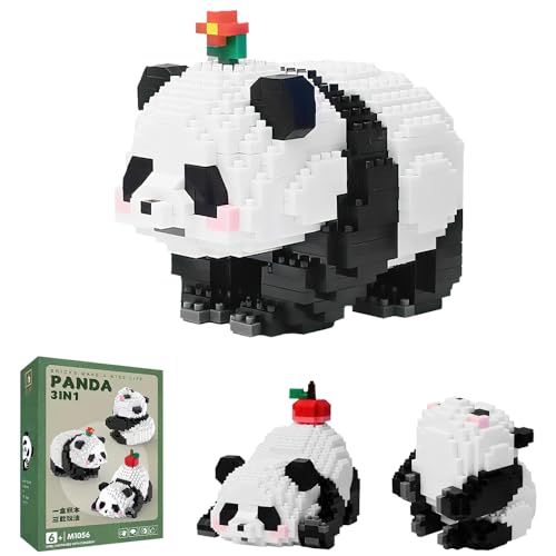 Hojalis Mini Panda Bloques Construccion 3 en 1, 940 Piezas Mini Ladrillos de Juguete, Construcciones para Niños, Mini Bloques de Construcción de Animales para Adultos y Niños (Stil 1) von Hojalis