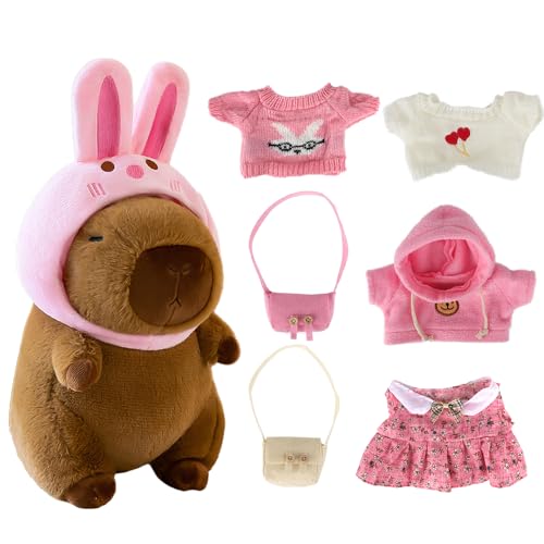Hojalis Capybara Plüschtier, Dress Up Capybara Kuscheltier, 25 cm Niedliche Wasserschwein Kuscheltier mit Kleidung Tasche, Capybara Plushies Für Anziehspielzeug Für Mädchen Und Jungen Hojalis Capybara Plüschtier, Dress Up Capybara Kuscheltier, 25 cm Niedliche Wasserschwein Kuscheltier mit Kleidung Tasche, Capybara Plushies Für Anziehspielzeug Für Mädchen Und Jungen von Hojalis